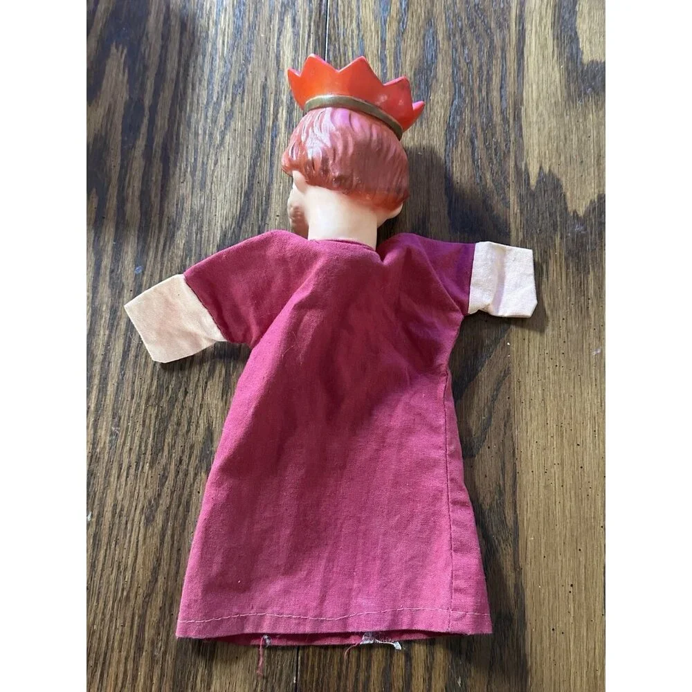 Vintage King Hand Puppet Rubber Head Red Robe King‎ Friday